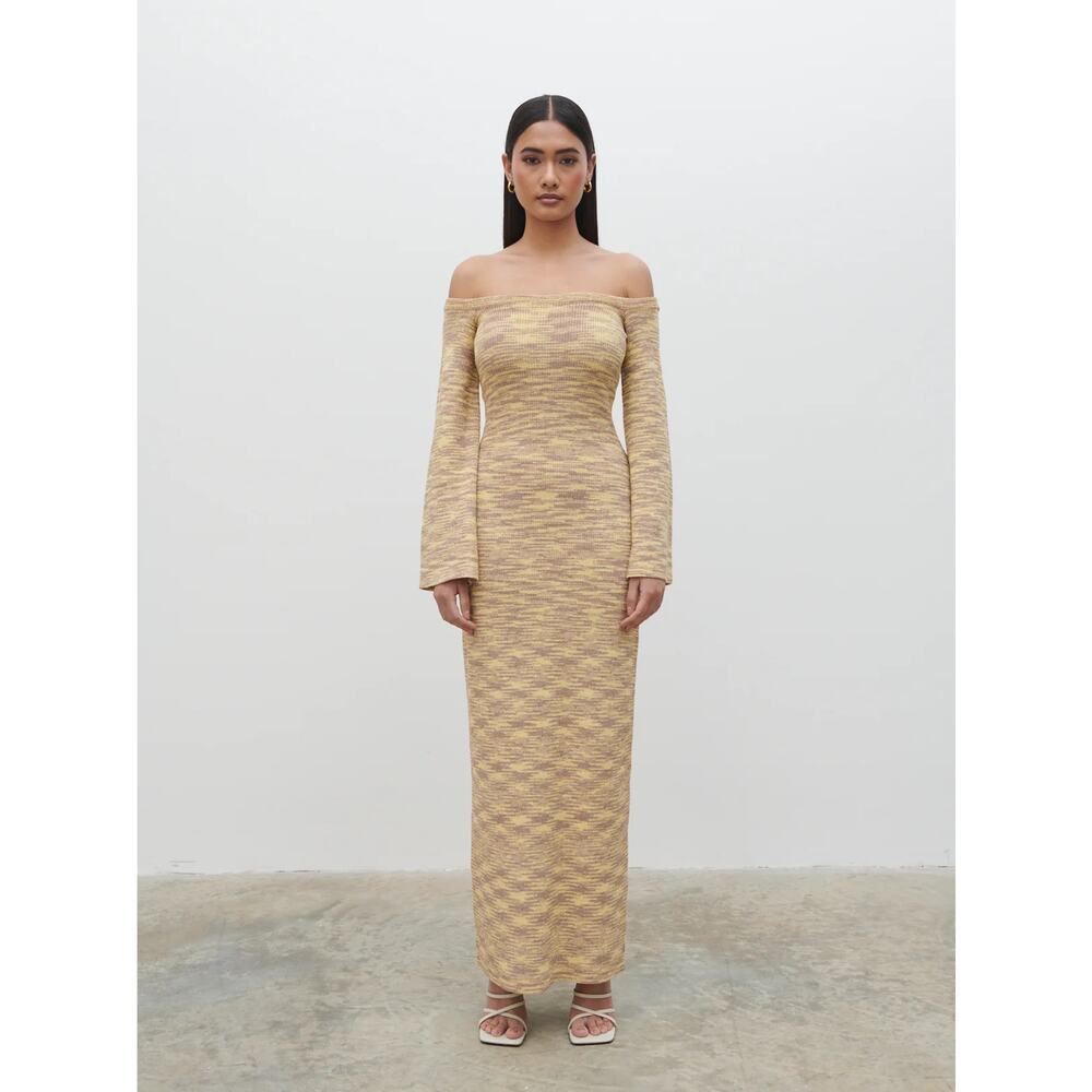 NEW Pretty Lavish Joanna Bardot Off Shoulder Knit Midi Maxi Bodycon Dress Size M - Picture 1 of 11